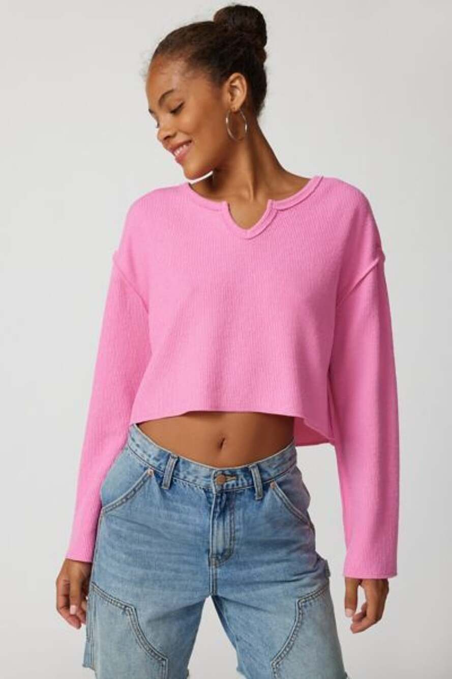Urban Outfitters Notch Neck Crop Top Size XS Pink